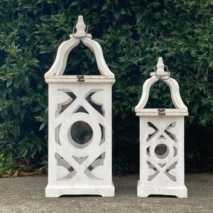 Decorative Wood Lanterns w/Glass Inserts